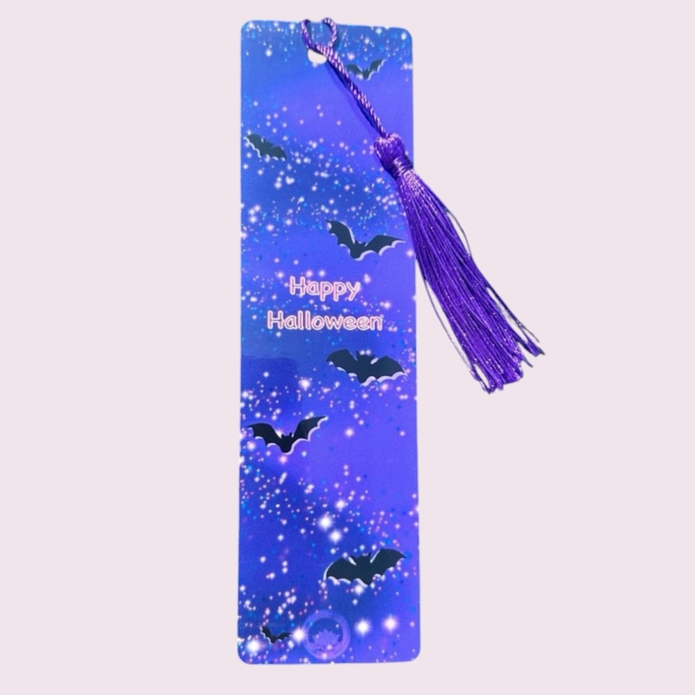 Happy Halloween Bats Handmade Purple Bookmarks 2” x 7”